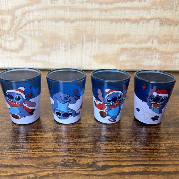 Disney Lilo & Stitch glassware set of four 1.5 oz shot display glasses Christmas - Picture 2 of 9